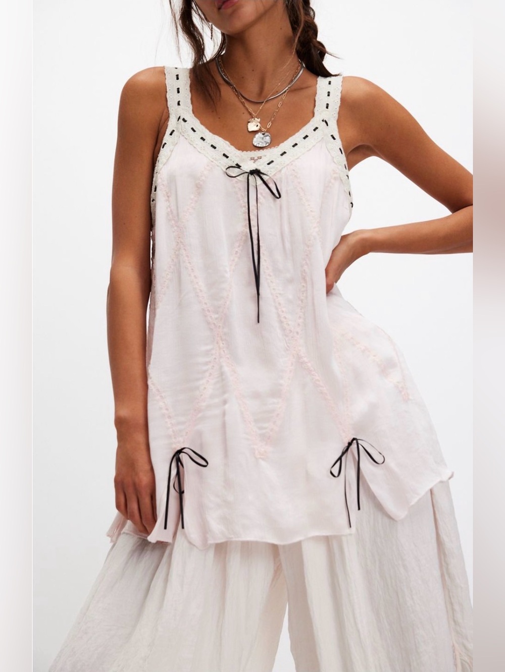 Free People Locked in Love Tunic Sweet Pink Combo size S